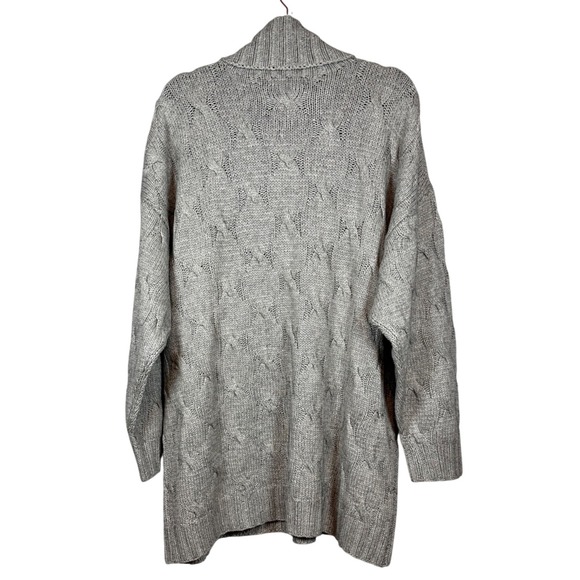 ELEMENTS Silk and Cashmere Turtleneck Sweater, Cable Knit, Gray, Size XL - Picture 6 of 8